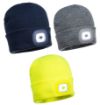 Picture of Portwest B028 Rechargeable Twin LED Beanie - Navy Blue / Grey / Yellow