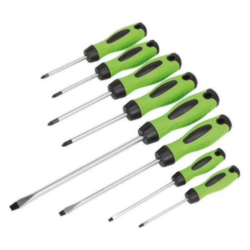 Picture of Sealey 8 Piece Screwdriver Set - Hi-Vis Green