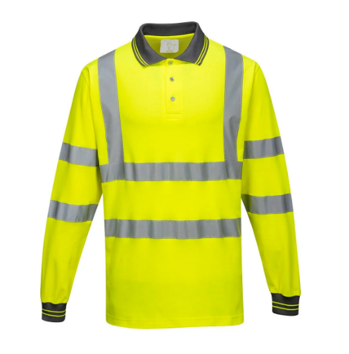 Picture of Portwest S271 Hi-Vis Polo Shirt Long Sleeved - Yellow - Small