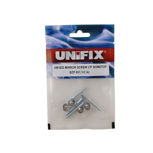 Picture of Unifix Mirror Screws Dome Top Chrome Plated BZP - Bag of 4