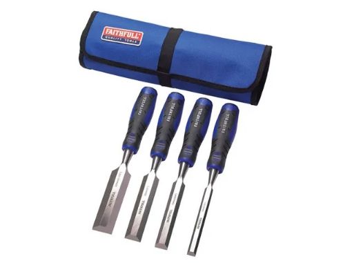 Picture of Faithfull 4 Piece Soft Grip Chisel Set + Storage Wallet