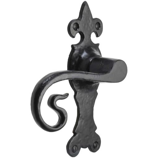 Picture of Perry Old Hill Ironworks Wychwood Suite Lever Latch Handles - Black Antique 165 x 52mm